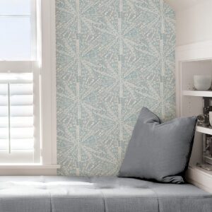 Grey Blue Sunburst Peel and Stick Wallpaper