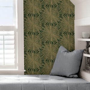 Emerald Green Sunburst Peel and Stick Wallpaper
