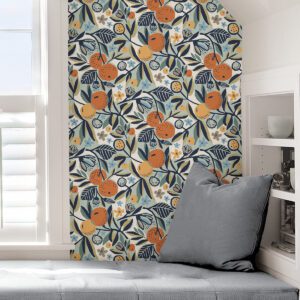 Navy Clementine Garden Peel and Stick Wallpaper