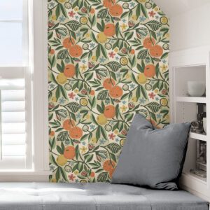 Ochre Clementine Garden Peel and Stick Wallpaper