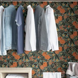 Teal Clementine Garden Peel and Stick Wallpaper