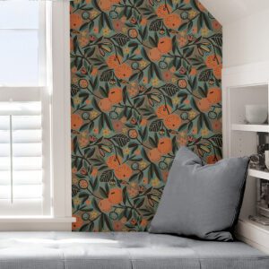 Teal Clementine Garden Peel and Stick Wallpaper