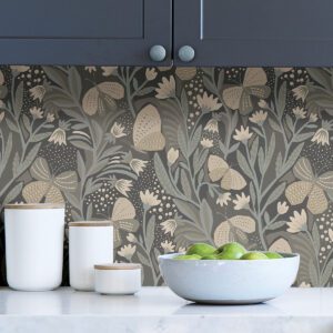 Blue Grey Papillon Flutter Peel and Stick Wallpaper