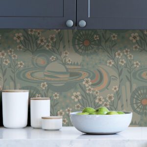 Teal Ethereal Cosmos Peel and Stick Wallpaper