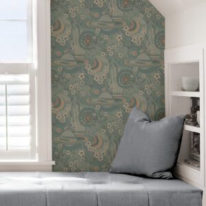 Teal Ethereal Cosmos Peel and Stick Wallpaper