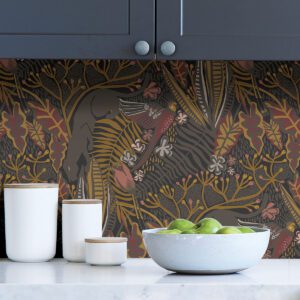 Gold Cranberry Poise Peel and Stick Wallpaper