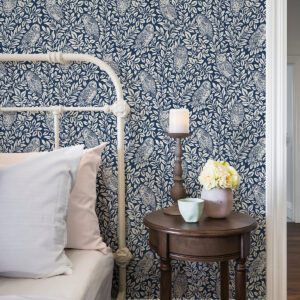 Navy Sleepy Owls Peel & Stick Wallpaper