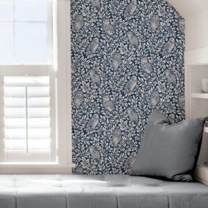 Navy Sleepy Owls Peel & Stick Wallpaper