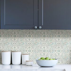Teal and Grey Landondale Peel & Stick Wallpaper