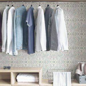 Teal and Grey Landondale Peel & Stick Wallpaper