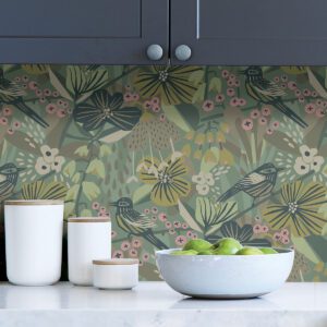 Sage Jaybird Peel and Stick Wallpaper