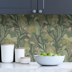 Sage Papillon Flutter Peel and Stick Wallpaper