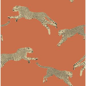 Clementine Leaping Cheetah Peel and Stick Wallpaper