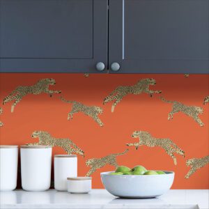 Clementine Leaping Cheetah Peel and Stick Wallpaper