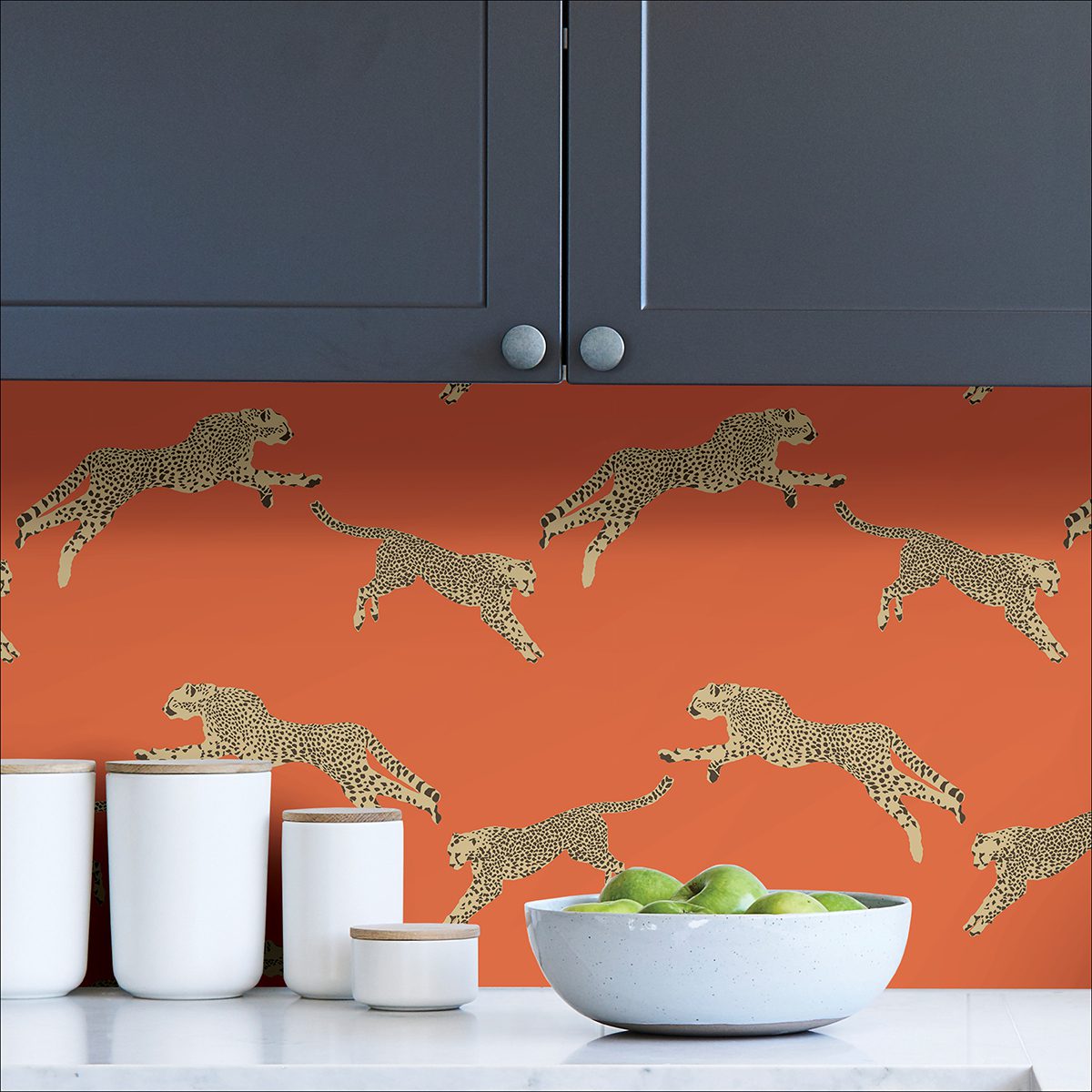 Clementine Leaping Cheetah Peel and Stick Wallpaper