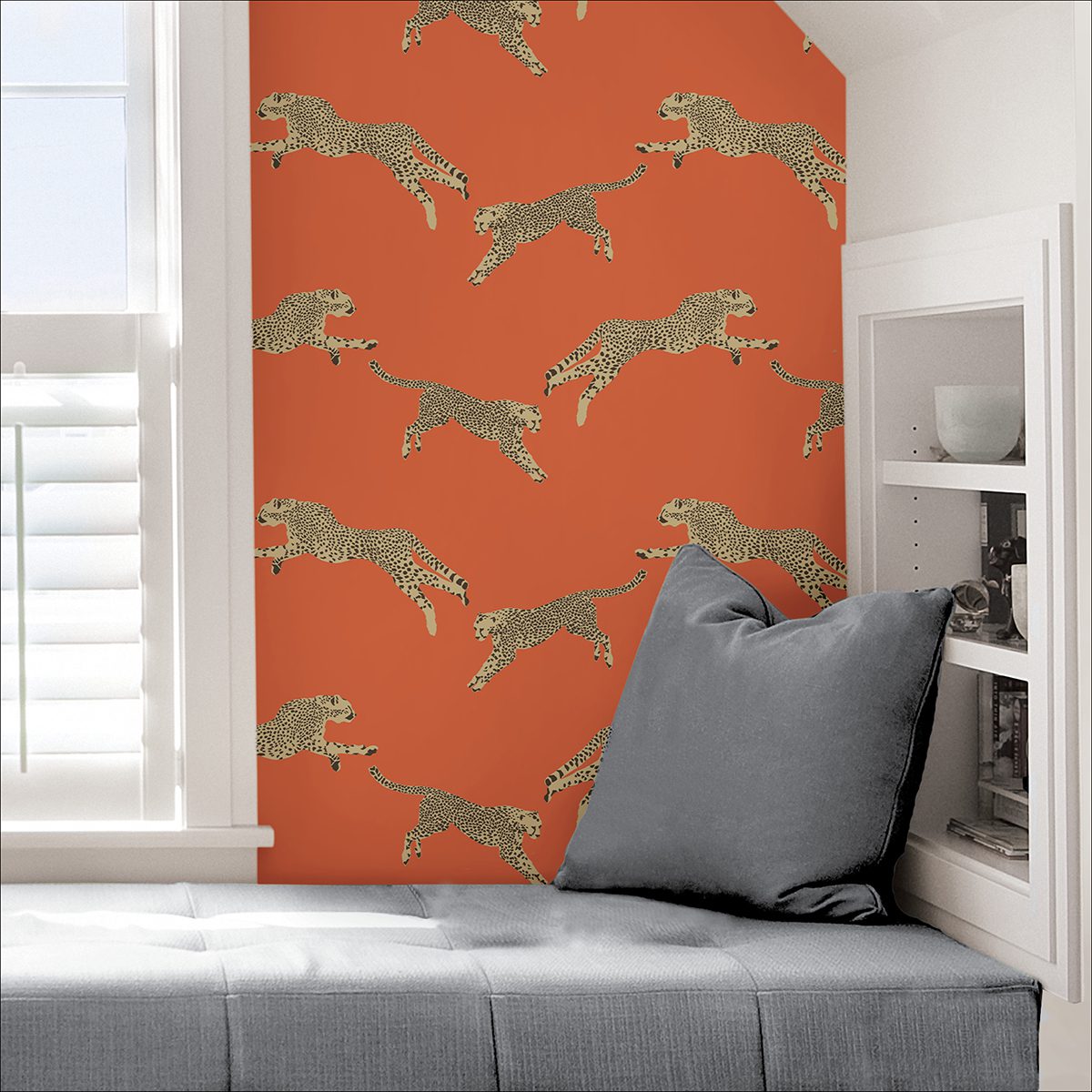 Clementine Leaping Cheetah Peel and Stick Wallpaper