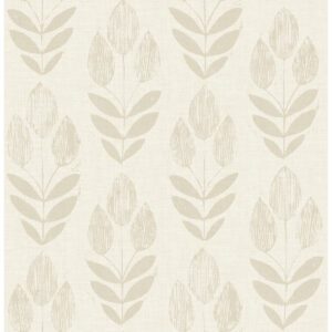 Cream Folk Tulip Peel & Stick Wallpaper