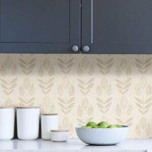 Cream Folk Tulip Peel & Stick Wallpaper