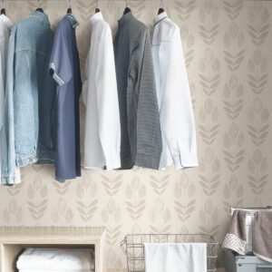 Cream Folk Tulip Peel & Stick Wallpaper