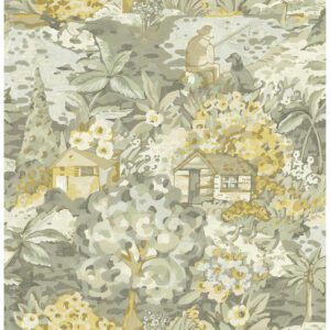 Yellow Grey le Forestier Peel and Stick Wallpaper