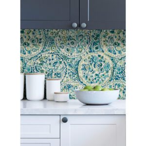 Teal Camille Peel and Stick Wallpaper