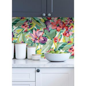 Multi Belles Fleurs Peel and Stick Wallpaper