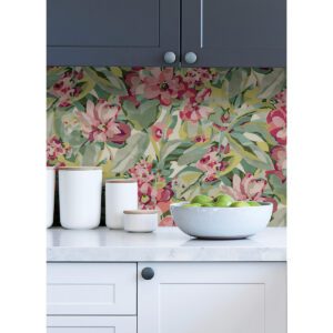 Wine Belles Fleurs Peel and Stick Wallpaper