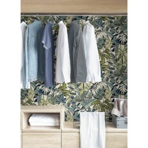 Slate Feuilles Peel and Stick Wallpaper