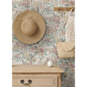 Teal Peach Naupaka Peel and Stick Wallpaper