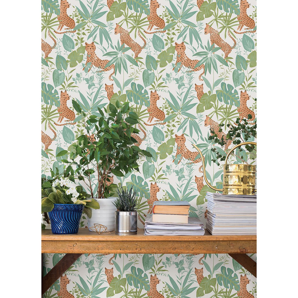 Teal Lime Jhalana Peel and Stick Wallpaper