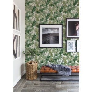 Green Palmero Leaf Peel and Stick Wallpaper