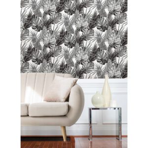 0060639 black palmero leaf peel and stick wallpaper.jpeg