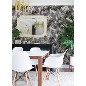 Black Palmero Leaf Peel and Stick Wallpaper