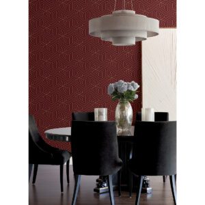 Burgundy Ramsey Geometric Peel and Stick Wallpaper