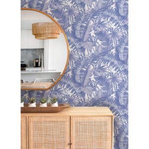 Periwinkle Maui Leaf Peel & Stick Wallpaper