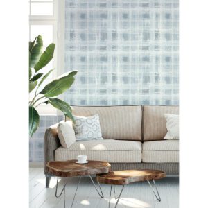 Blue Stuart Plaid Plaid Peel and Stick Wallpaper