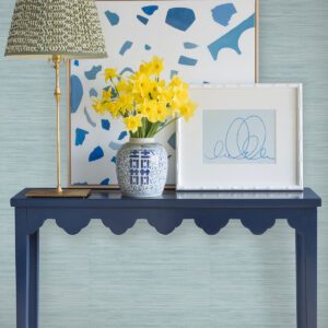 Sky Blue Classic Faux Grasscloth Peel and Stick Wallpaper