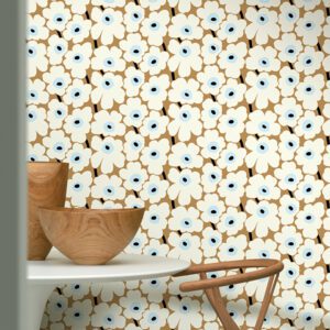 Beige Pieni Unikko Peel and Stick Wallpaper