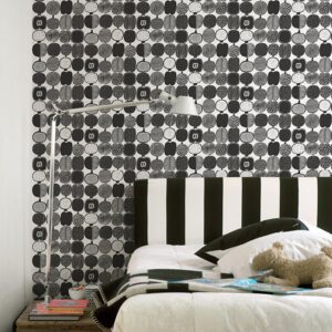 Black and White Kompotti Peel and Stick Wallpaper
