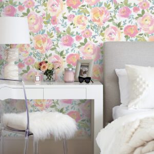 Pink Gracelyn Flower Peel & Stick Wallpaper