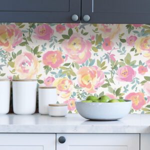 Pink Gracelyn Flower Peel & Stick Wallpaper