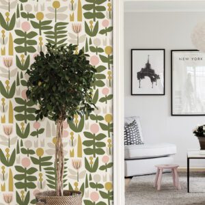 Yellow A Bit Of Folk Flower Peel and Stick Wallpaper