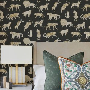 0061862 black kitty kitty novelty peel and stick wallpaper.jpeg