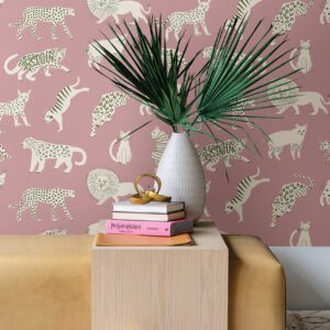 Pink Kitty Kitty Novelty Peel and Stick Wallpaper