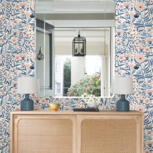 Blue Marigold Forest Flower Peel and Stick Wallpaper