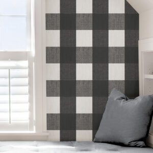 Charcoal Buffalo Plaid Plaid Peel and Stick Wallpaper