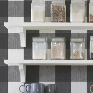 Charcoal Buffalo Plaid Plaid Peel and Stick Wallpaper