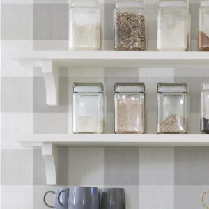 Grey Buffalo Plaid Plaid Peel and Stick Wallpaper