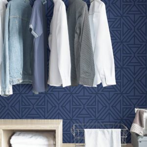 Blue Linear Peel and Stick Wallpaper