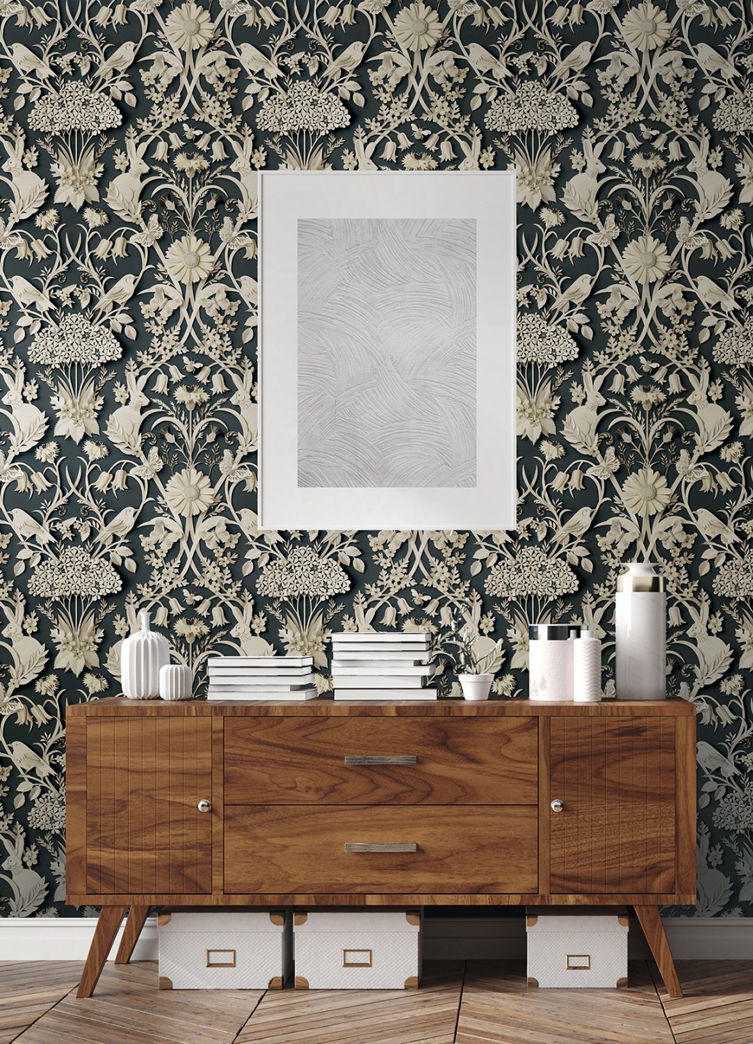 Charcoal Eloise Peel and Stick Wallpaper